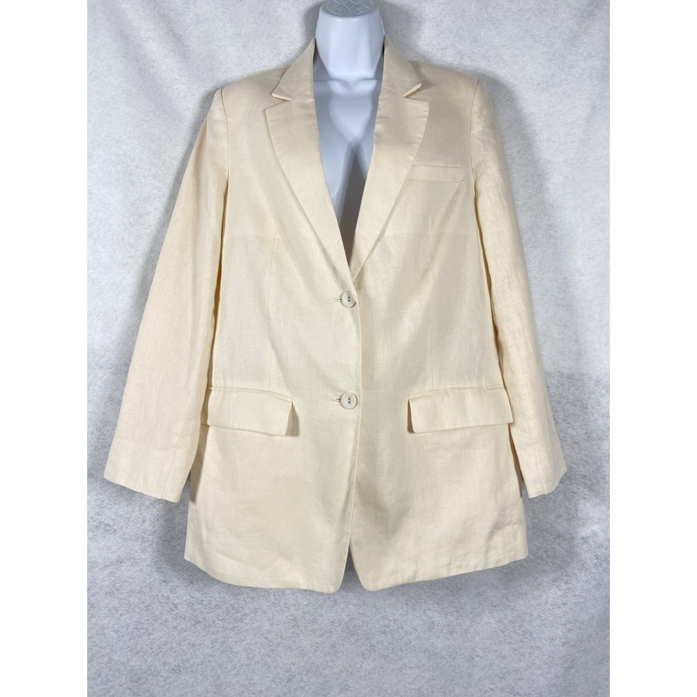 Everlane Jacket Women's 10 Cream Blazer 100% Linen Oversized Office Chic